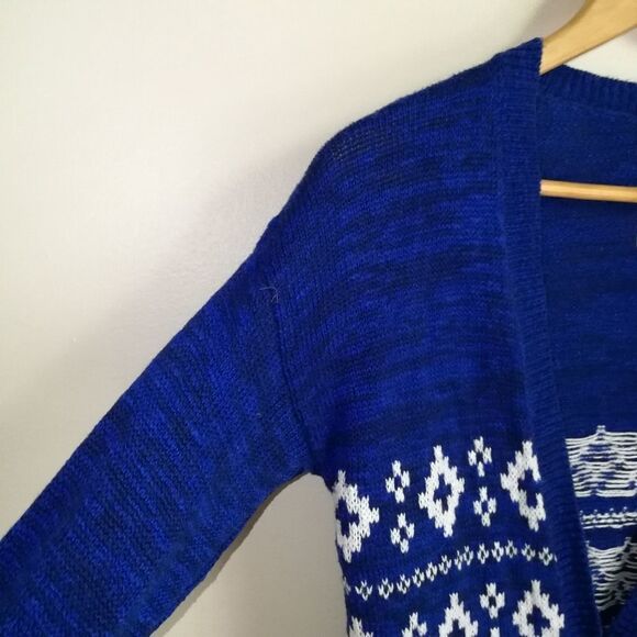 HOLLISTER Navy Blue & White Fair Isles Cotton Knitted Sweater Extra-Small - Picture 5 of 15